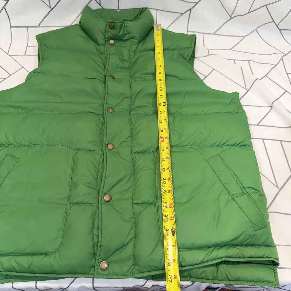 Lands' End Puffer Vest L Green Quilted Snap Front Sleeveless‎ Jacket Outerwear